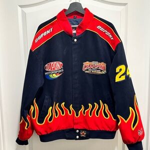 Vintage 2001 Jeff Gordon 4-Time Champion NASCAR Rare Flame Jacket, Size XL